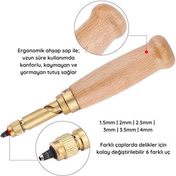6lı Otomatik Dönerek Delik Delme Zımba Set, Screw Punch