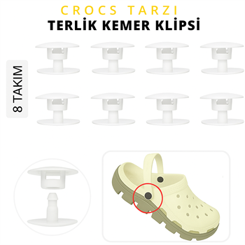8li Crocs Tarzı Terlik Perçini, (2 Çift Terlik İçin) Dayanıklı Plastik Geçmeli Terlik Kemer Klipsi