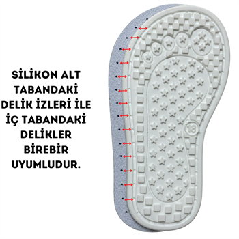 Açık Gri Yumuşak Silikon Bebek Çocuk Panduf Tabanı, Hobi Örgü Patik İçin Delik İzli Silikon Alt Taban