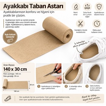 Ayakkabı Çanta Taban Astarı, 30x140cm, 1.8mm Kalınlık