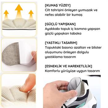 Ayakkabı Vurma Önleyici Beyaz Bez Ped, Yapışkanlı Dolgulu Topuk Arkası Koruma Tabanlık
