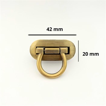 Bükmeli Metal Çanta Kilidi 20x42mm, Çanta Aksesuarı 1 Adet