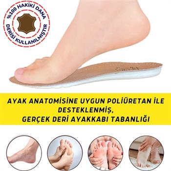 Comfort Deri Ayakkabı Tabanı, Ortopedik Ayakkabı Tabanlığı, Ark Takviyeli İçe Basma Tabanlık, Kahve