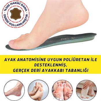Comfort Deri Ayakkabı Tabanı, Ortopedik Ayakkabı Tabanlığı, Ark Takviyeli İçe Basma Tabanlık, Siyah 