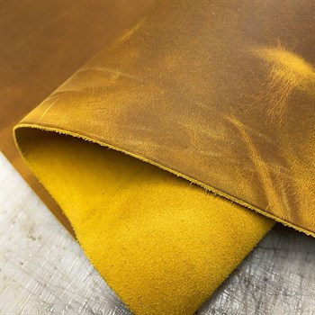 Crazy Deri Sarı-1.6 mm, Deri Hobi Uğraşı İçin Hakiki Parça Deri 