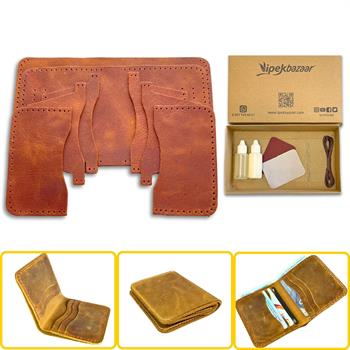 Dara 6 Kartlı Hakiki Deri Cüzdan Kendin Yap Seti, Diy Parça Deri Hobi Kit