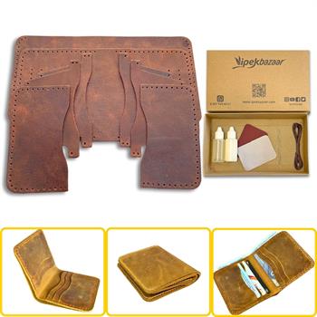 Dara 6 Kartlı Hakiki Deri Cüzdan Kendin Yap Seti, Diy Parça Deri Hobi Kit