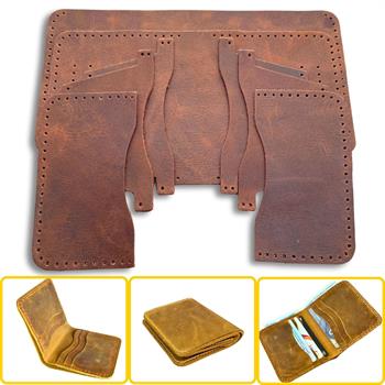 Dara 6 Kartlı Hakiki Deri Cüzdan Kendin Yap Seti, Diy Parça Deri Hobi Kit