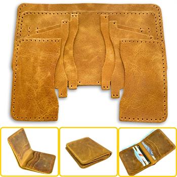 Dara 6 Kartlı Hakiki Deri Cüzdan Kendin Yap Seti, Diy Parça Deri Hobi Kit