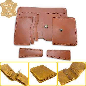 Dara 6 Kartlı Hakiki Deri Cüzdan Kendin Yap Seti, Diy Parça Deri Hobi Kit