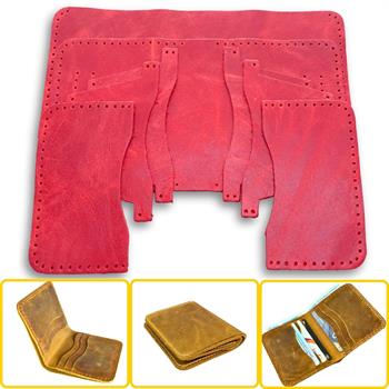 Dara 6 Kartlı Hakiki Deri Cüzdan Kendin Yap Seti, Diy Parça Deri Hobi Kit