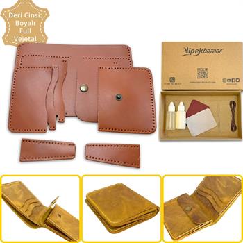 Dara 6 Kartlı Hakiki Deri Cüzdan Kendin Yap Seti, Diy Parça Deri Hobi Kit