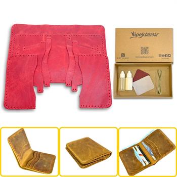 Dara 6 Kartlı Hakiki Deri Cüzdan Kendin Yap Seti, Diy Parça Deri Hobi Kit