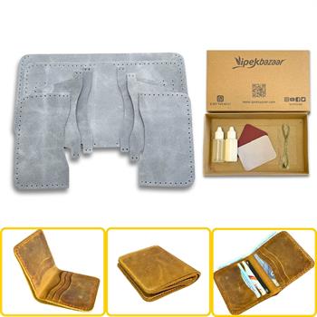 Dara 6 Kartlı Hakiki Deri Cüzdan Kendin Yap Seti, Diy Parça Deri Hobi Kit