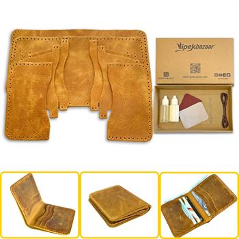 Dara 6 Kartlı Hakiki Deri Cüzdan Kendin Yap Seti, Diy Parça Deri Hobi Kit