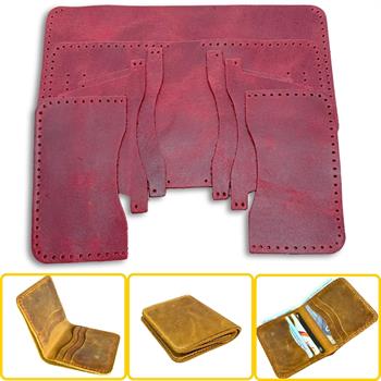 Dara 6 Kartlı Hakiki Deri Cüzdan Kendin Yap Seti, Diy Parça Deri Hobi Kit