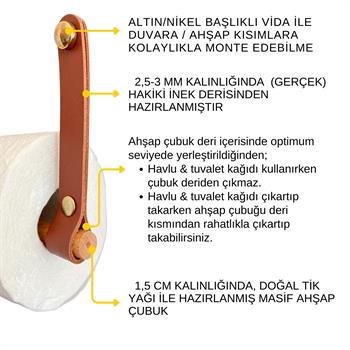 Dekoratif Deri & Ahşap Tuvalet Kağıtlığı, Pratik Tuvalet Kağıdı Askısı Peçeteliği WC Kağıtlık