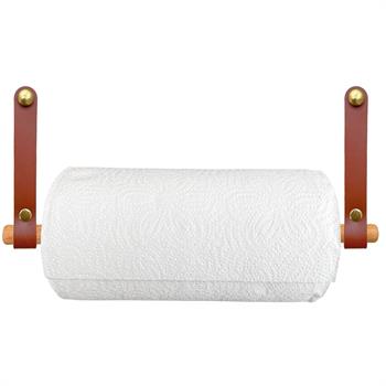 Yapışkanlı Deri & Ahşap Kağıt Havlu Askısı