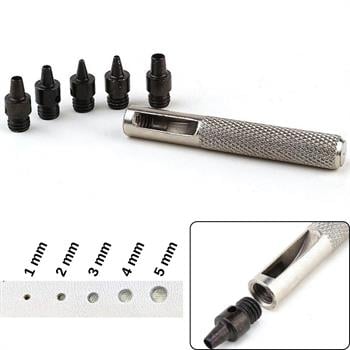 Delik Açma Zımba Set S01, 6 Parça, (1mm-2mm-3mm-4mm-5mm), Deri Hobi El Aleti
