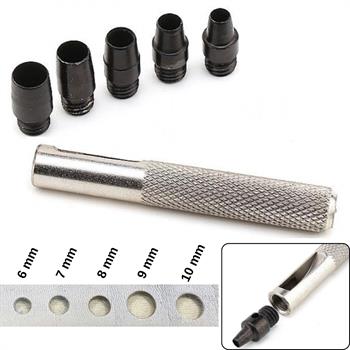 Delik Açma Zımba Set S02, 6 Parça, (6mm-7mm-8mm-9mm-10mm), Deri Hobi El Aleti