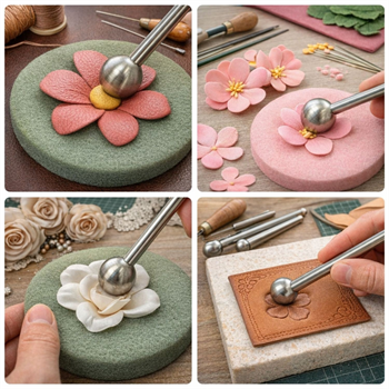 Deri ve Çiçek Yapım Ütü Topu, 4 Adet (Metal Şekillendirme Aparatı)