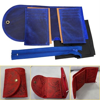 DIY Myra Deri Cüzdan Yapım Seti, Fermuarlı, Kapaklı Kendin Yap El Yapımı Cüzdan Kartlık Kiti