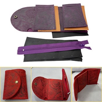 DIY Myra Şal Desen Deri Cüzdan Yapım Seti, Fermuarlı, Kapaklı Kendin Yap El Yapımı Cüzdan Kartlık Kiti