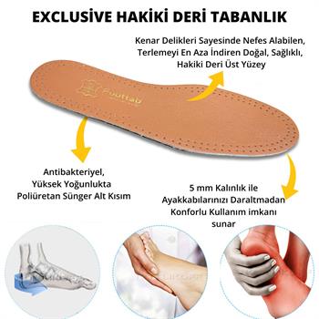 Exclusive Hakiki Deri Ayakkabı Tabanlığı, Parfümlü, Koku Önleyici Ter Emici, Leather İnsole, Kahve