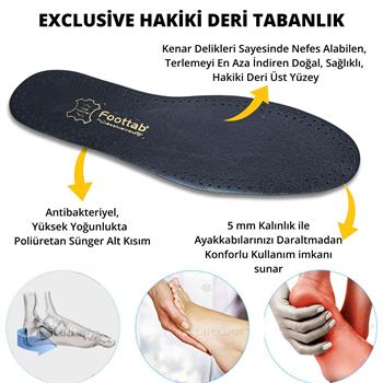 Exclusive Hakiki Deri Ayakkabı Tabanlığı, Parfümlü, Koku Önleyici Ter Emici, Leather İnsole, Siyah