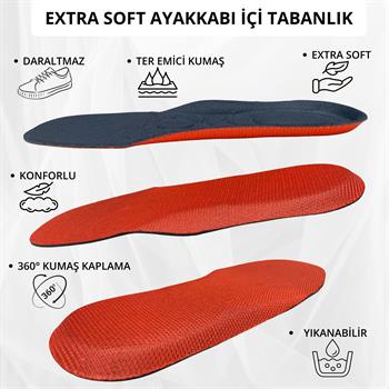 360° Kumaş Kaplı, Yıkanabilir, Extra Rahat İç Tabanlık, Daraltmayan Ayakkabı Tabanlığı, Siyah