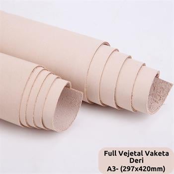 A+ Full Vejetal Vaketa Parça Deri, A3-(29,7x42 cm) Deri Hobi İçin Desene ve Boyamaya Uygun Hakiki Deri