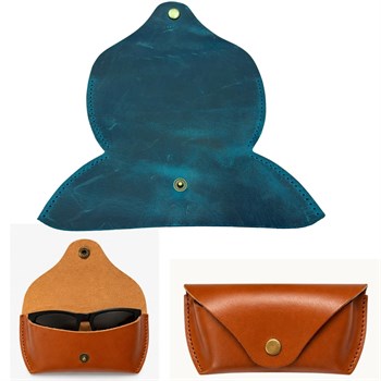 DIY Genuine Crazy Horse Leather Glasses Case Making Kit | Hand-Stitched Eyeglass Pouch Craft Set