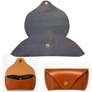 DIY Genuine Crazy Horse Leather Glasses Case Making Kit | Hand-Stitched Eyeglass Pouch Craft Set