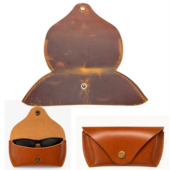 DIY Genuine Crazy Horse Leather Glasses Case Making Kit | Hand-Stitched Eyeglass Pouch Craft Set
