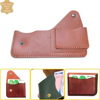 HİTİT  Kapaklı Kartlık & Hakiki Deri Cüzdan Kendin Yap Seti, Diy Parça Deri Hobi Kit