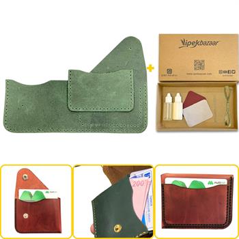 HİTİT  Kapaklı Kartlık & Hakiki Deri Cüzdan Kendin Yap Seti, Diy Parça Deri Hobi Kit