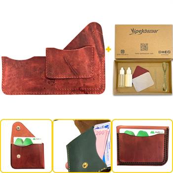 HİTİT  Kapaklı Kartlık & Hakiki Deri Cüzdan Kendin Yap Seti, Diy Parça Deri Hobi Kit