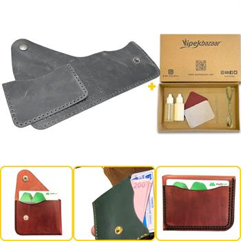 HİTİT  Kapaklı Kartlık & Hakiki Deri Cüzdan Kendin Yap Seti, Diy Parça Deri Hobi Kit