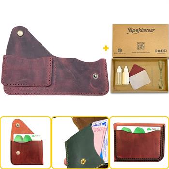 HİTİT  Kapaklı Kartlık & Hakiki Deri Cüzdan Kendin Yap Seti, Diy Parça Deri Hobi Kit