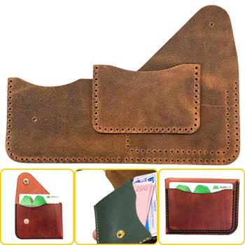 HİTİT  Kapaklı Kartlık & Hakiki Deri Cüzdan Kendin Yap Seti, Diy Parça Deri Hobi Kit