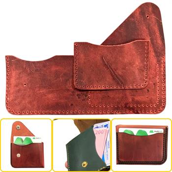HİTİT  Kapaklı Kartlık & Hakiki Deri Cüzdan Kendin Yap Seti, Diy Parça Deri Hobi Kit