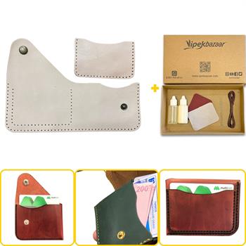 HİTİT  Kapaklı Kartlık & Hakiki Deri Cüzdan Kendin Yap Seti, Diy Parça Deri Hobi Kit