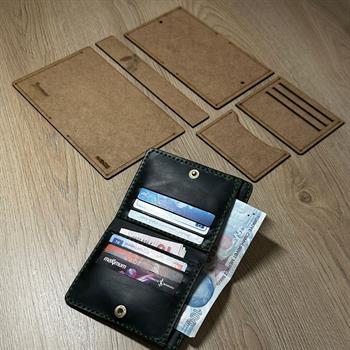 İb020 Deri Hobi Dikey Cüzdan Kartlık Kalıbı 5 Parça Kalıp İb020