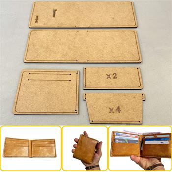 İb40 Deri Hobi Yatay Erkek  Baba Cüzdan Kalıbı, 5 Parça Kalıp, İb40