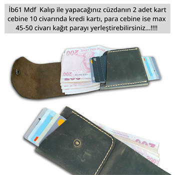 İb61, Deri Hobi Kartlık Cüzdan Kalıbı, 3 Parça Kalıp