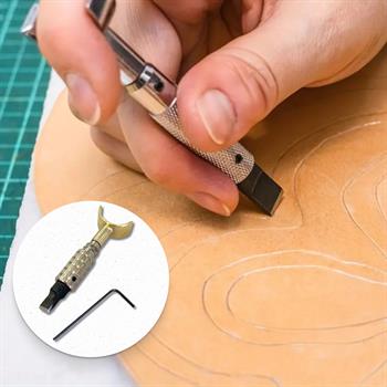 Deri Desen Parmak Bıçağı – Pirinç Saplı, Kaliteli Çelik Uçlu El Aleti