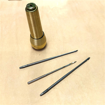 Ayarlı Pirinç Saplı Biz + 3 adet Biz İğnesi Deri El Aleti