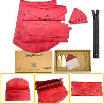 ISTANBUL Fermuarlı Kadın Cüzdan, Hakiki Deri Cüzdan Kartlık Kendin Yap Seti