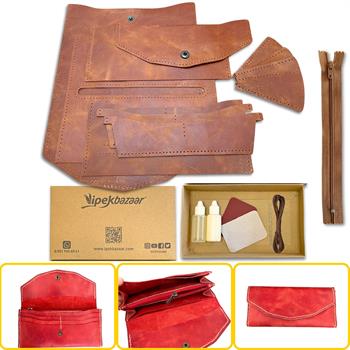 ISTANBUL Fermuarlı Kadın Cüzdan, Hakiki Deri Cüzdan Kartlık Kendin Yap Seti