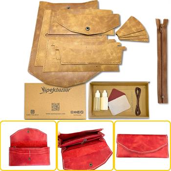 ISTANBUL Fermuarlı Kadın Cüzdan, Hakiki Deri Cüzdan Kartlık Kendin Yap Seti